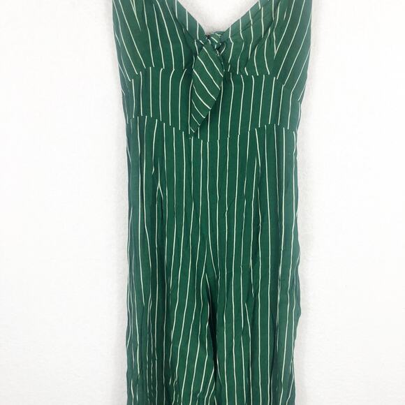 Faithfull The Brand Presley Jumpsuit Size Small Green Striped Tie-Front Wide-Leg - Picture 9 of 13
